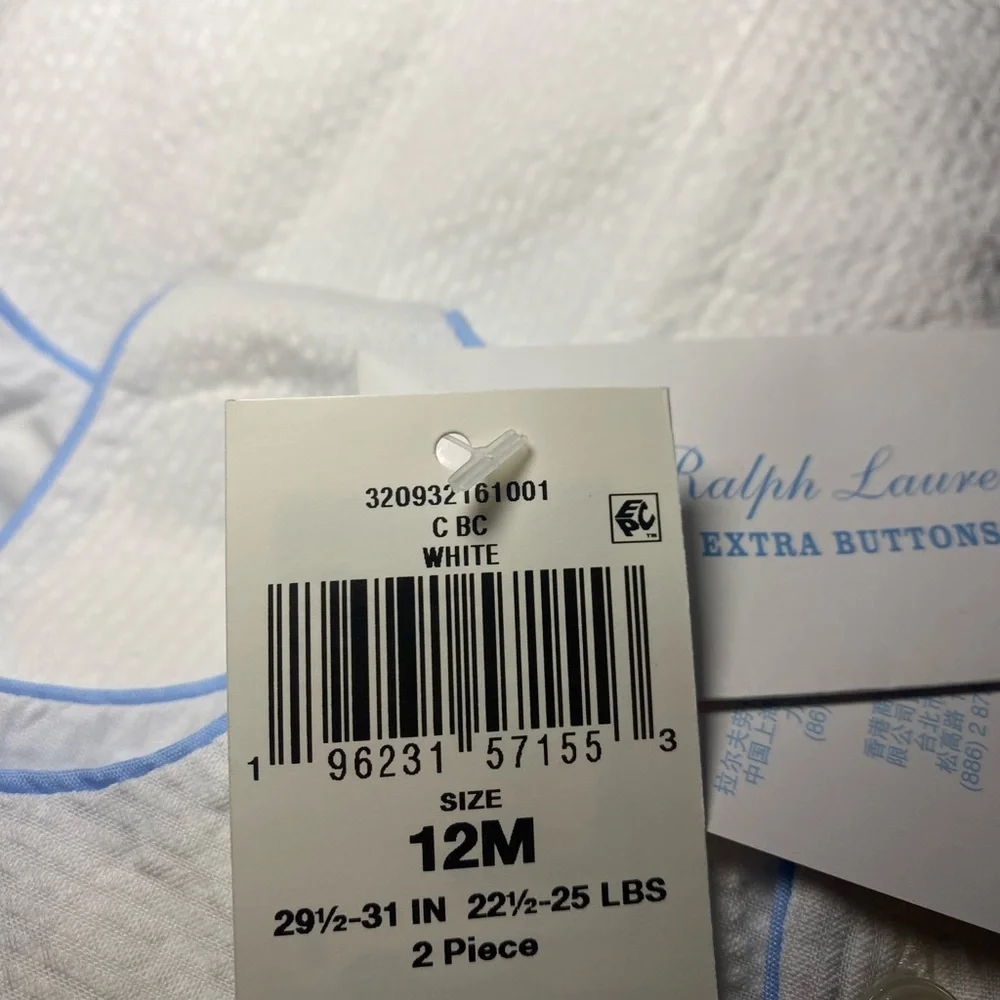 NWT Ralph‎ Lauren Baby Seersucker Embroidered Shortall Tennis Summer Spring